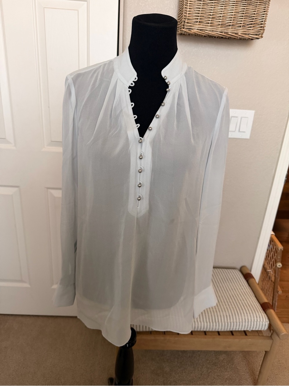 Etcetera light blue Sheer Long Sleeve Blouse with Decorative Buttons